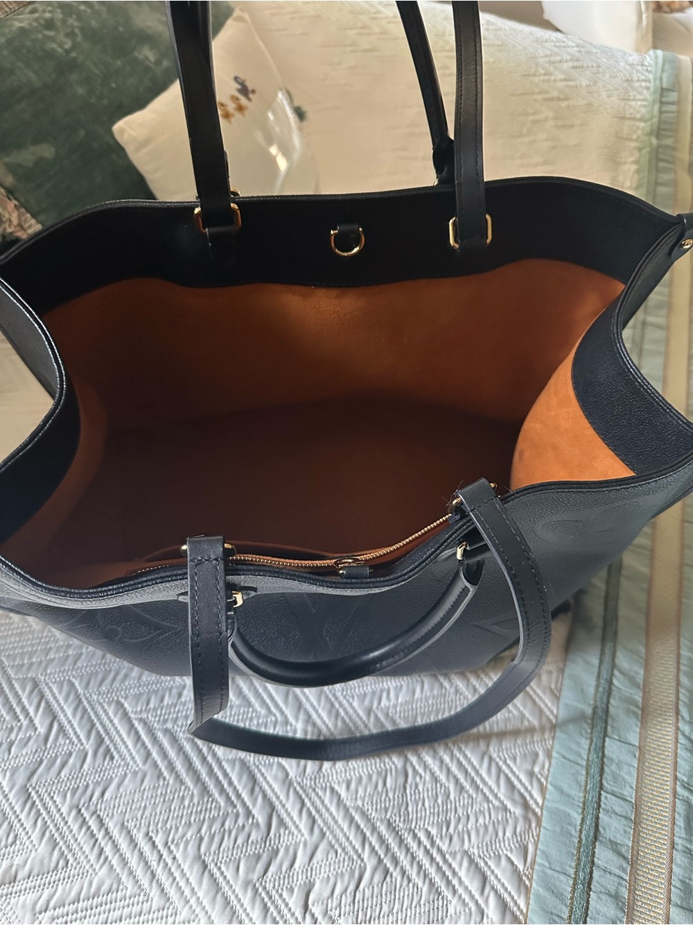 Louis Vuitton Black Embossed Monogram Tote - Picture 9 of 11